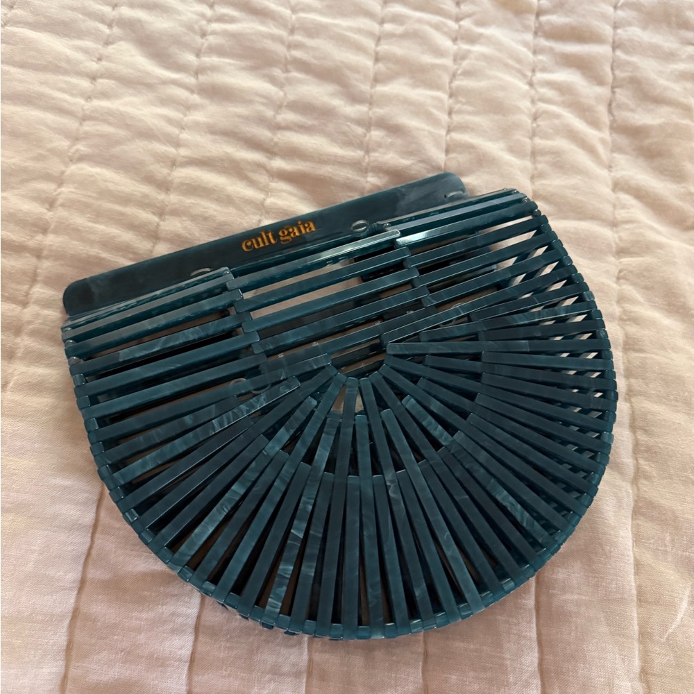 Cult Gaia Teal Bamboo Handbag